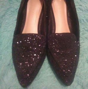 Black Glitter Pointed Toe flats Size 8
